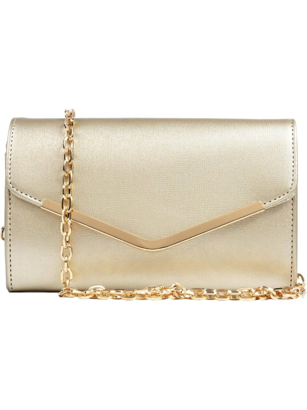 Women's Gold Clutch Purse Envelope Handbag Detachable Chain for Evening Bag
